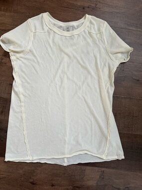 We The Free Ivory Short Sleeve Seam-Trim Tee cream size xl nwt